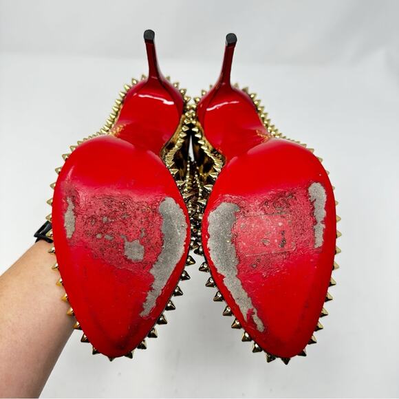 Christian Louboutin Dorispiky Leopard Spike Patent Pumps Size 37.5 - Picture 11 of 13